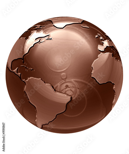 chocolate globe on a solid white background