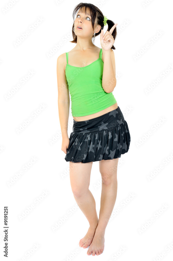 thinking young woman, isolated on white thinking young woman, isolated on white