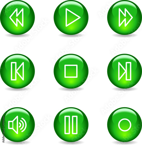 Free Download Walkman web icons, green glossy sphere series - GFXLoad