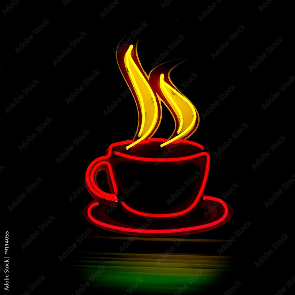 Cafe neon sign in the night Cafe neon sign in the night
