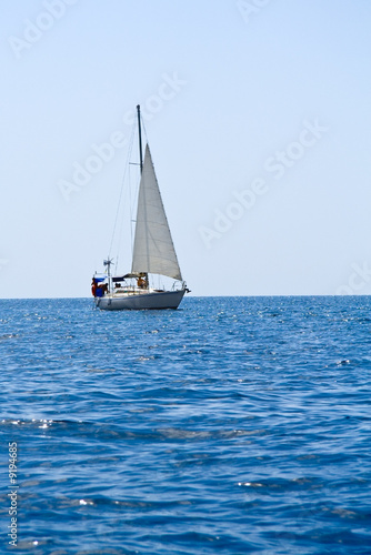 Sailboat on black sea - Crimea, Ukraine.