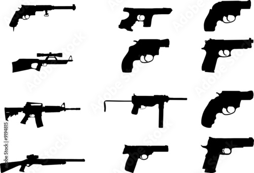 Guns. Set of 12 vector for web