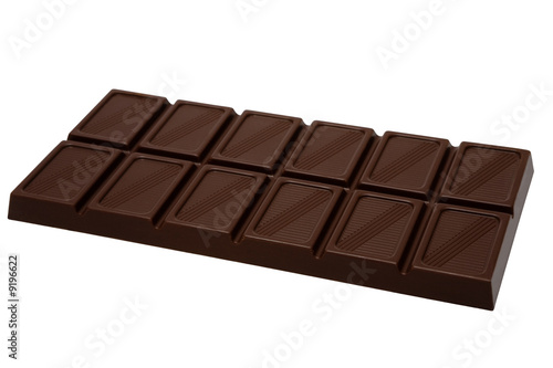 Tasty dark chocolate on a white background
