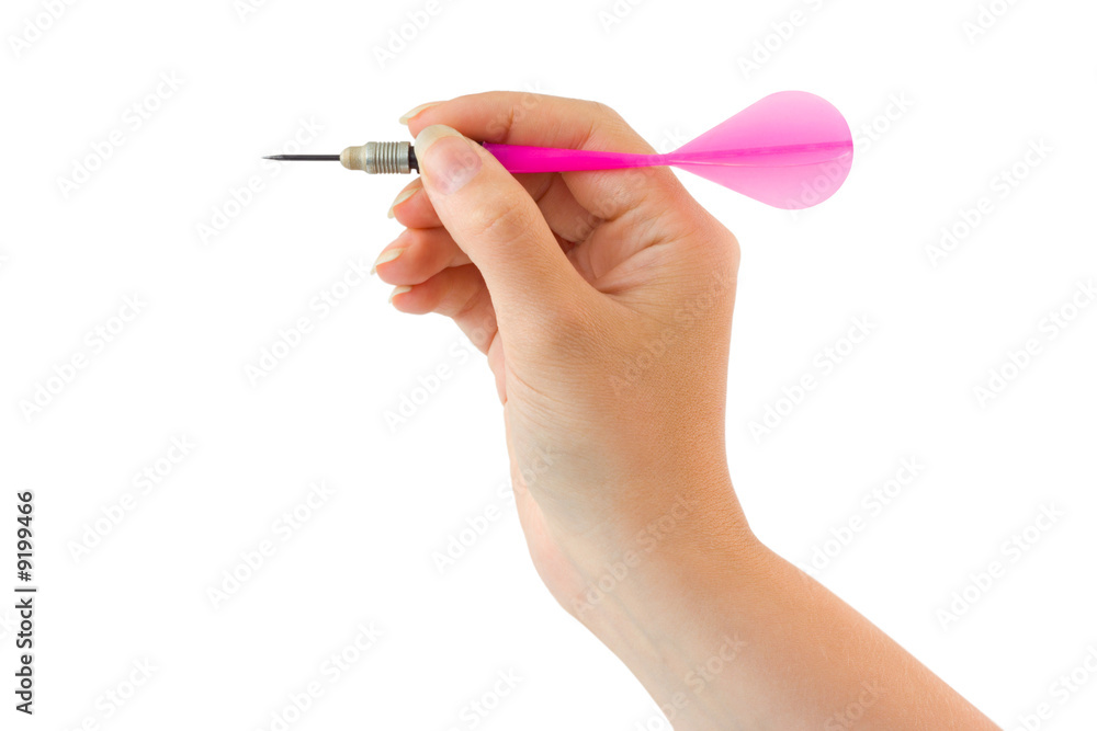 Arrow darts in hand isolated on white background Arrow darts in hand isolated on white background