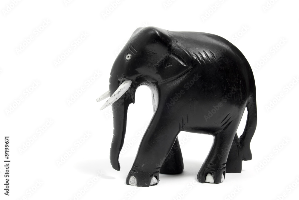 wooden toy elephant, isolated on white