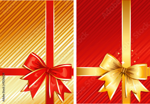 Golden Ribbon & Red Ribbon / two images / vector