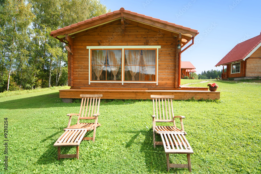 cute comfortable summer cottage - obrazy, fototapety, plakaty 