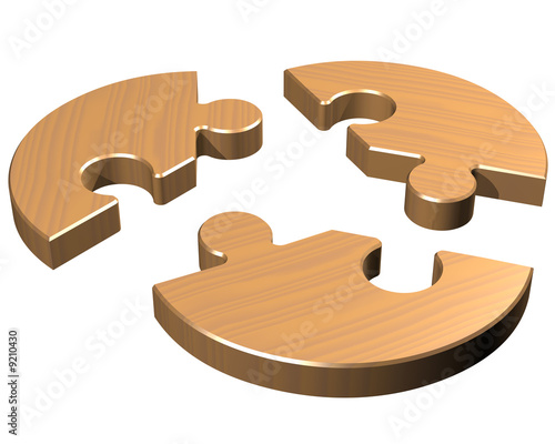 Round jigsaw with three pieces