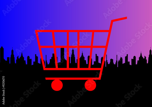 shopping cart, city
