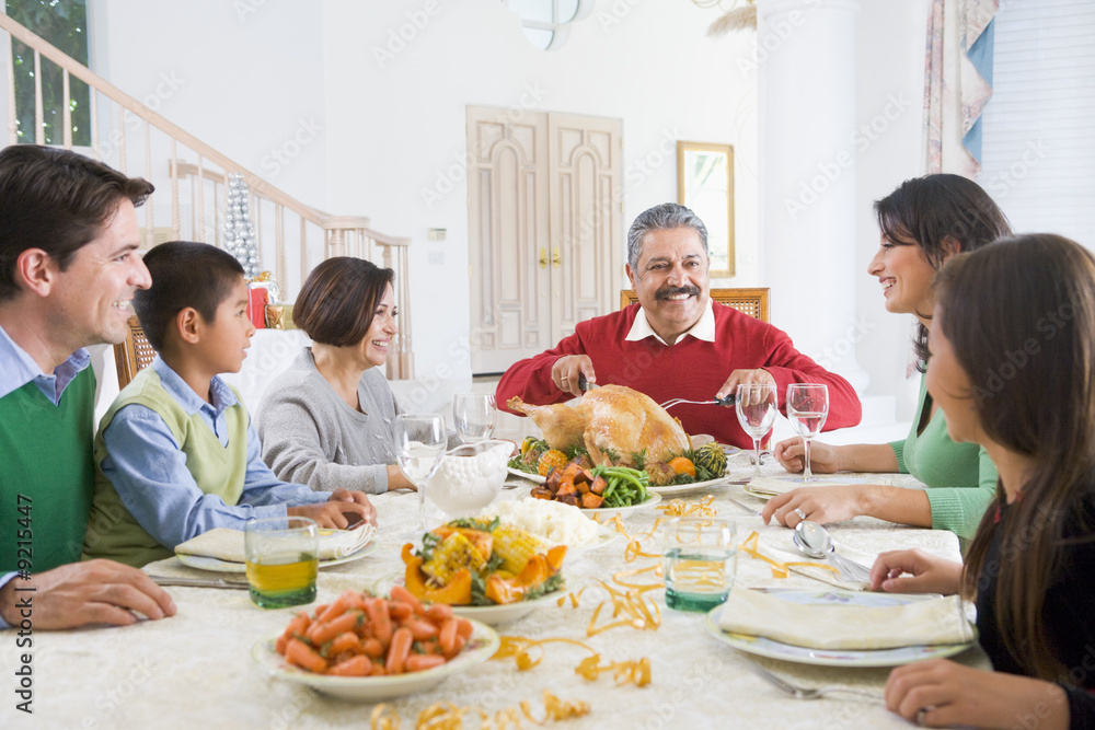 Family All Together At Christmas Dinner