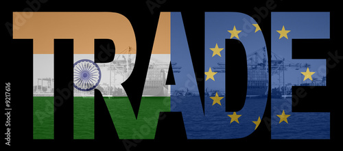 Trade text with Indian and European Union flags