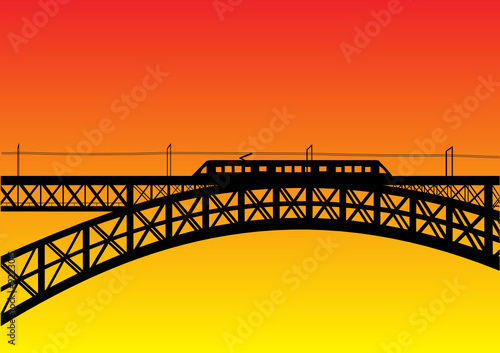 illustration of a bridge with metro
