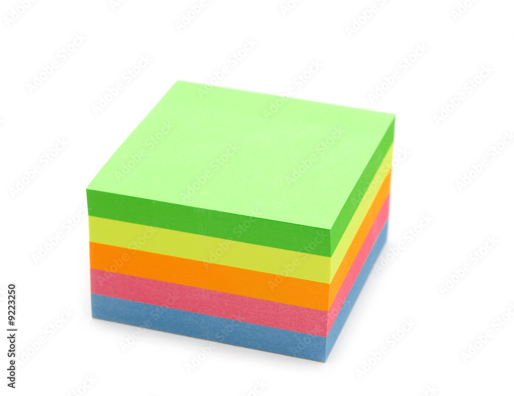 colorful office paper on white background colorful office paper on white background