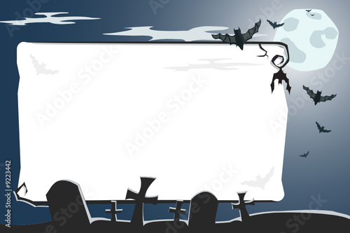 Vector Halloween illustration of cemetery with cop