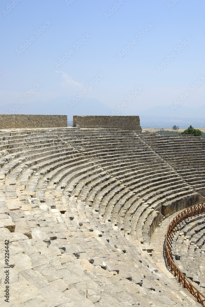 Amphitheater in ancient city Hierapolis. Pamukkale, Turkey.