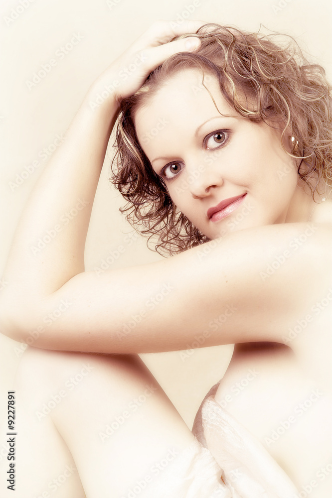 Caucasian Female model with curly hair Caucasian Female model with curly hair