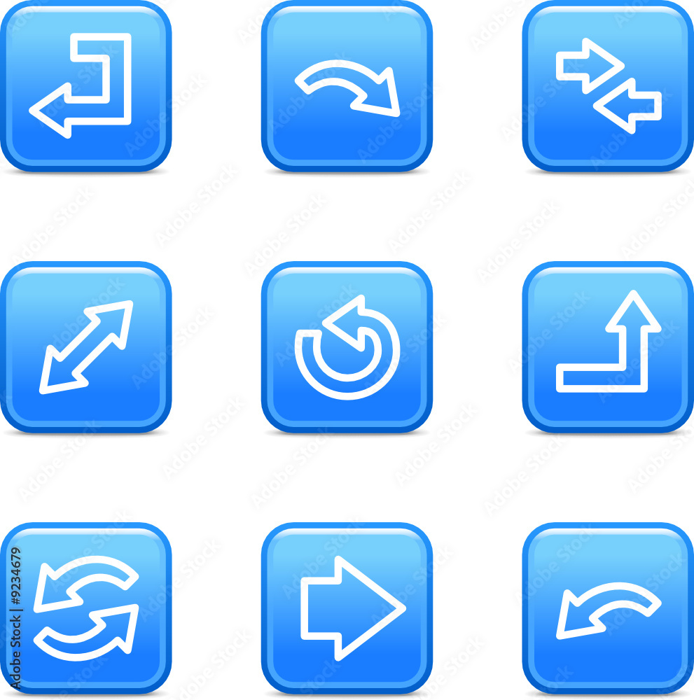 Arrows web icons, blue glossy buttons series