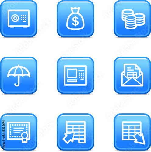 Banking web icons, blue glossy buttons series