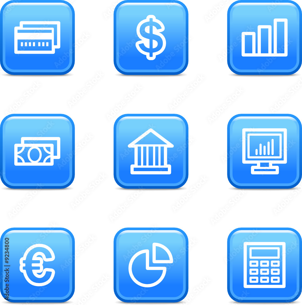 Finance web icons, blue glossy buttons series Finance web icons, blue glossy buttons series