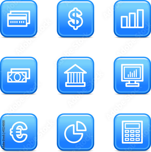 Finance web icons, blue glossy buttons series