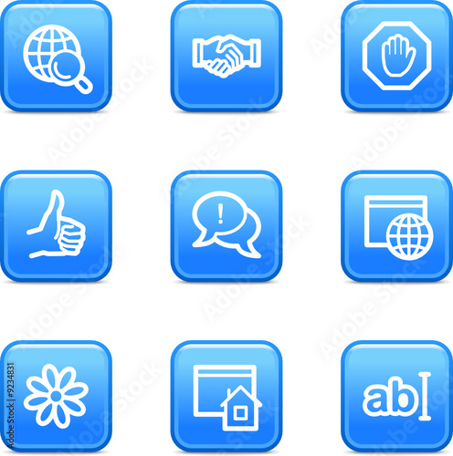 Internet communication web icons, blue glossy buttons series