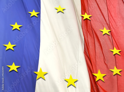 French Flag and the european union stars photo