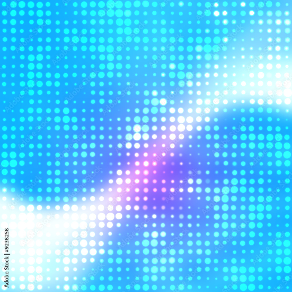 An abstract background with glowing dots and circles.