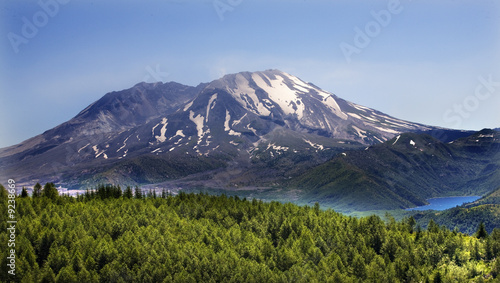 Forest Blue Lake Snowy Mount Saint Helens Washington photo