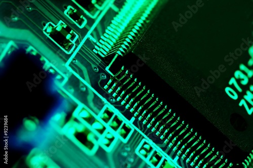 Electronics technology background in green