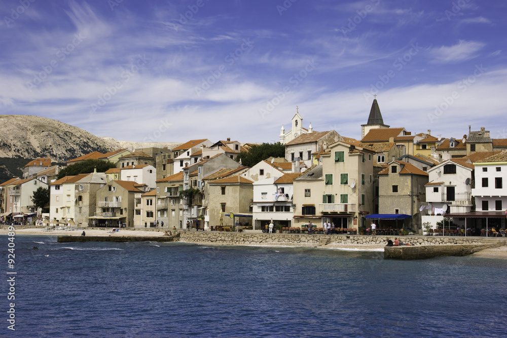 Baska old town at croatian adriatic coastline