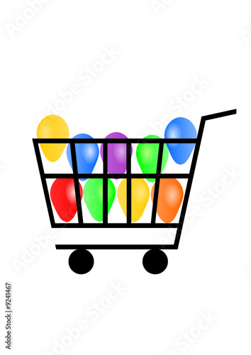shopping cart, ball