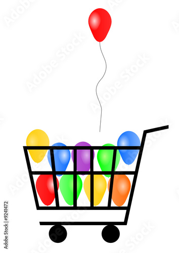 shopping cart, ball