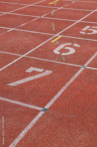 Part of the starting lane of a race track