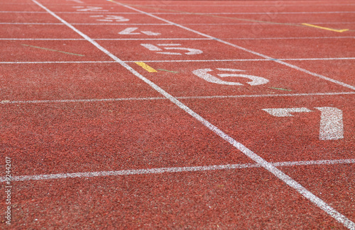 Part of the starting lane of a race track