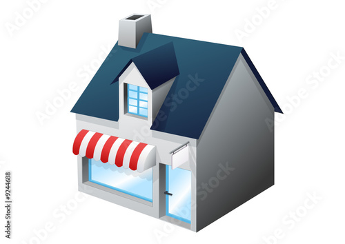 Petit commerce au mur blanc (détouré)