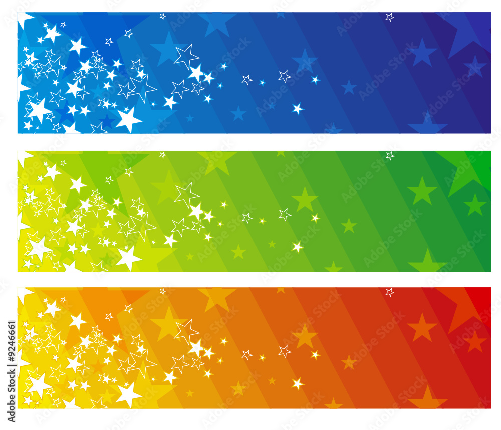 color  banners with stars, vector illustration