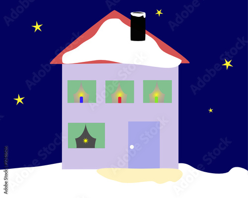 Haus in Weihnachtsbeleuchtung
