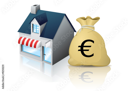 Petit commerce et son budget en Euro (reflet)