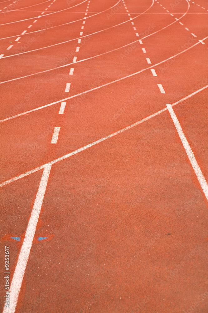 Red stadium race track  close up shot