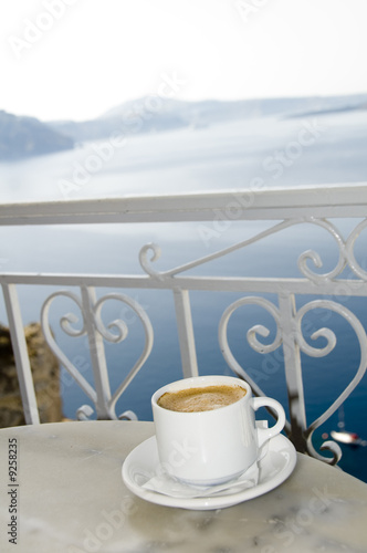 coffee cafe caldera harbor santorini cyclades greece
