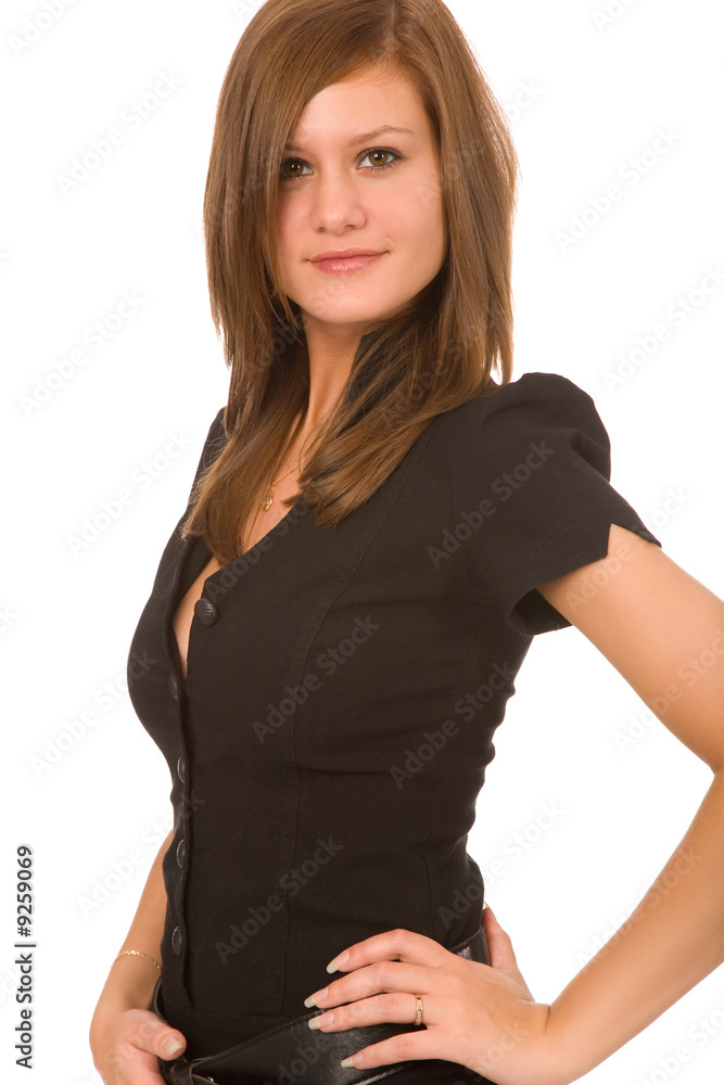 closeup portrait of pretty woman on a white background closeup portrait of pretty woman on a white background