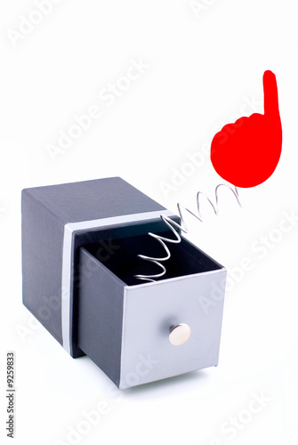 Symbol of hand appears from the open box