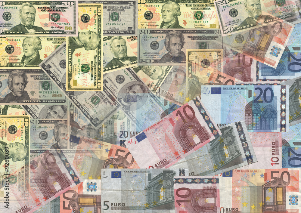 selection of Euros and American dollars illustration