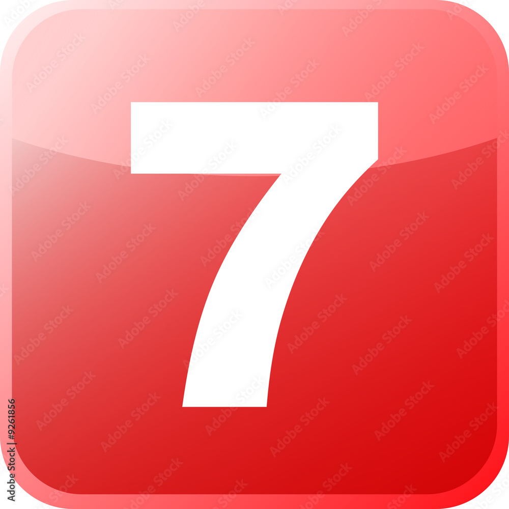 seven (7) red number button seven (7) red number button