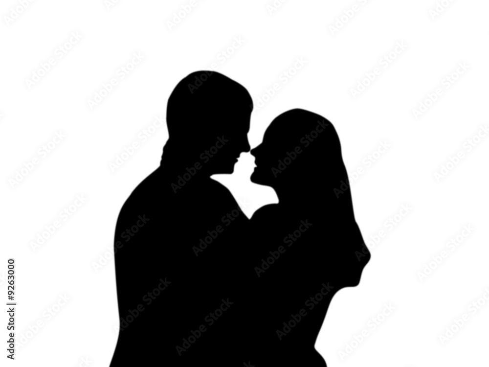 Two in love embrace isolated on a white background