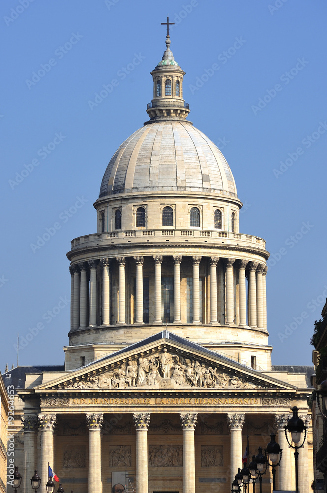 France, Paris: view of the Pantheon. A Neoclassic facade