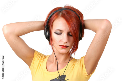 fummy colorful girl listening music photo