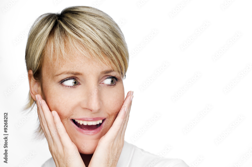 young blond woman surprised expression close up shoot young blond woman surprised expression close up shoot