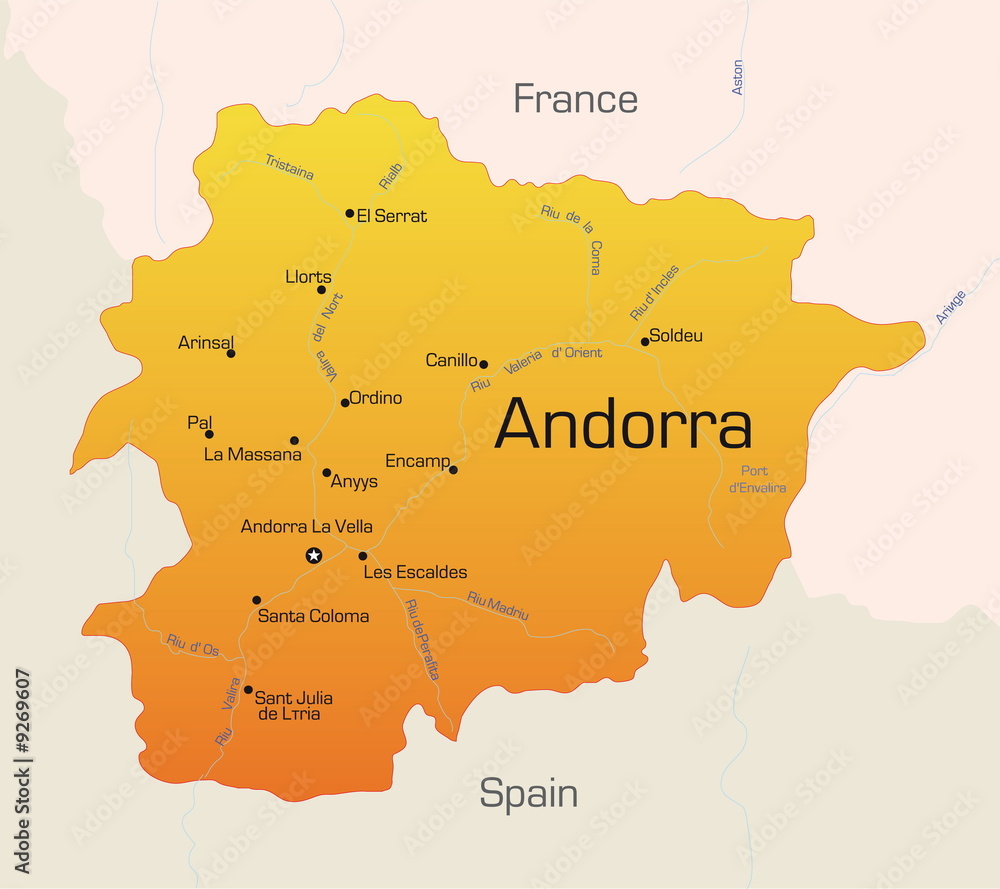 Obraz premium Abstract vector color map of Andorra country
