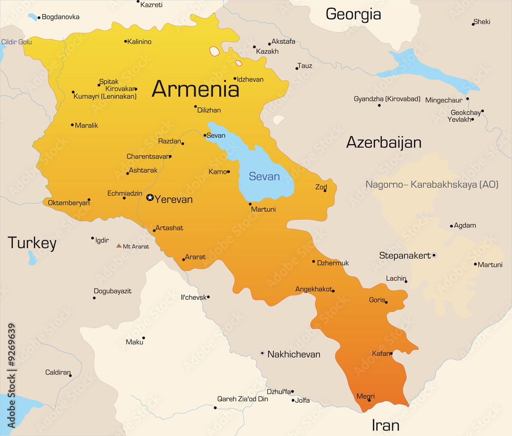 Abstract vector color map of Armenia country